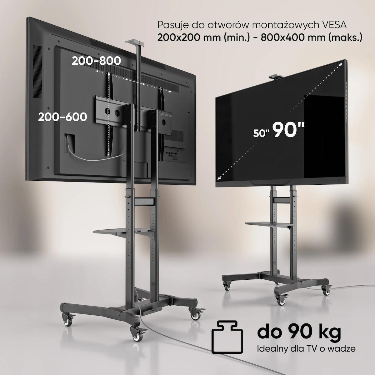 Onkron Βάση Τηλεόρασης Δαπέδου έως 90" και 90kg Μαύρο
