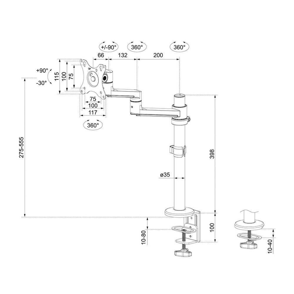 Neomounts Βάση Γραφείου Οθόνης έως 27" με Βραχίονα (DS60-425BL1) - Image 8