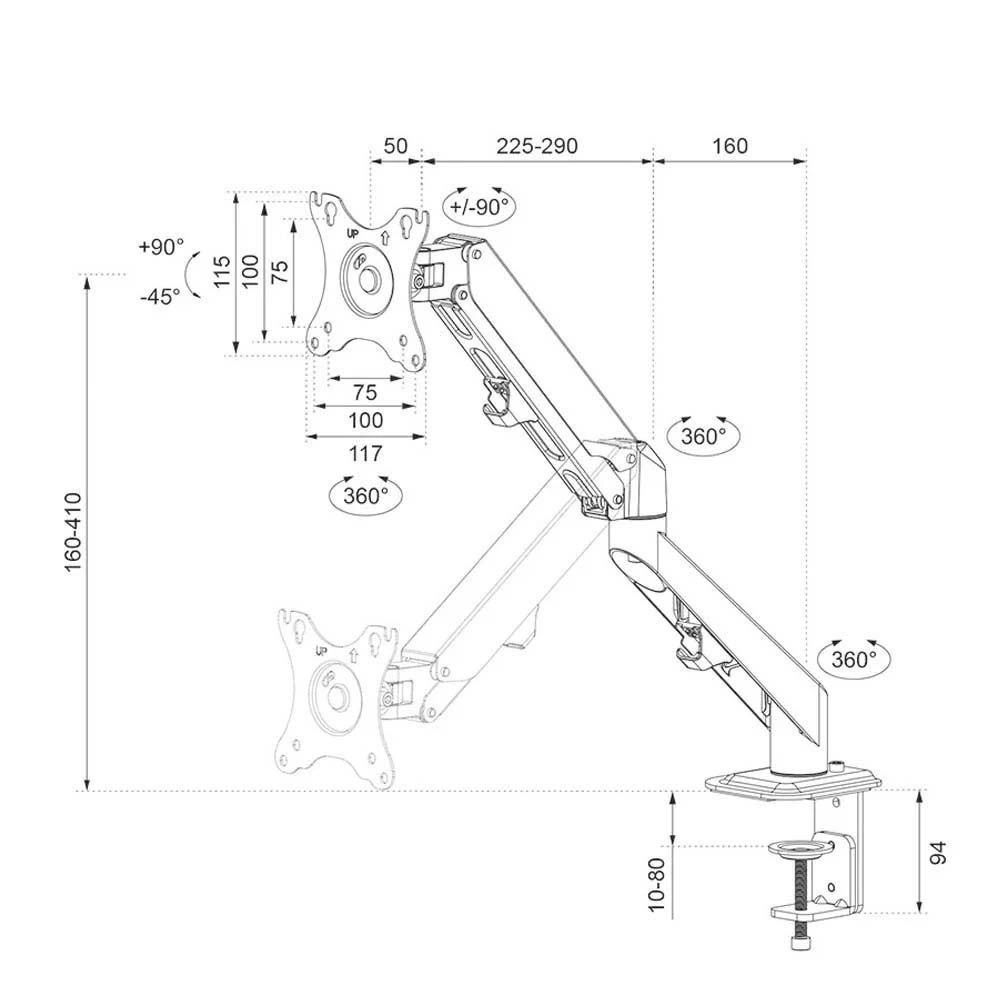 Neomounts Βάση Γραφείου Οθόνης έως 27" με Βραχίονα (DS70-700BL1) - Image 8