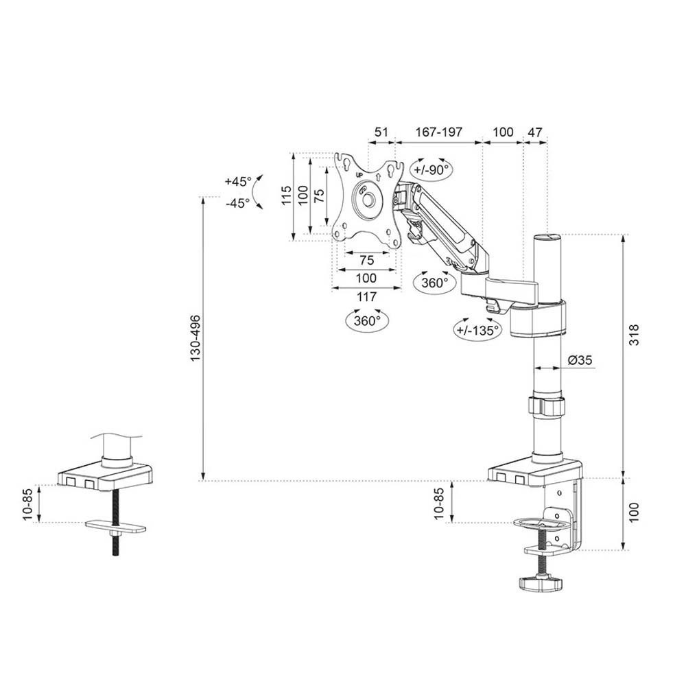 Neomounts Βάση Γραφείου Οθόνης έως 27" με Βραχίονα (DS70-750BL1) - Image 5