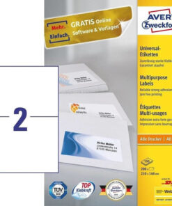 Avery Αυτοκόλλητες Ετικέτες Α4 Ορθογώνιες 210x148mm