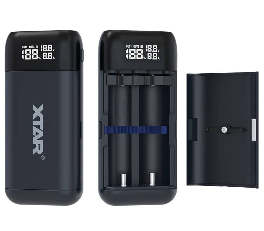 XTAR PB2SL USB Φορτιστής 2 Μπαταριών Li-ion Μεγέθους 18650/21700