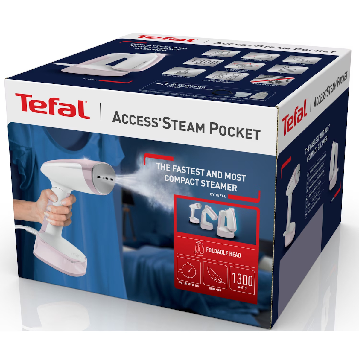Tefal Access Steam Pocket DT3050E1 Ατμοκαθαριστής Ρούχων Χειρός 1300W με Δοχείο 250ml Λευκός - Image 3
