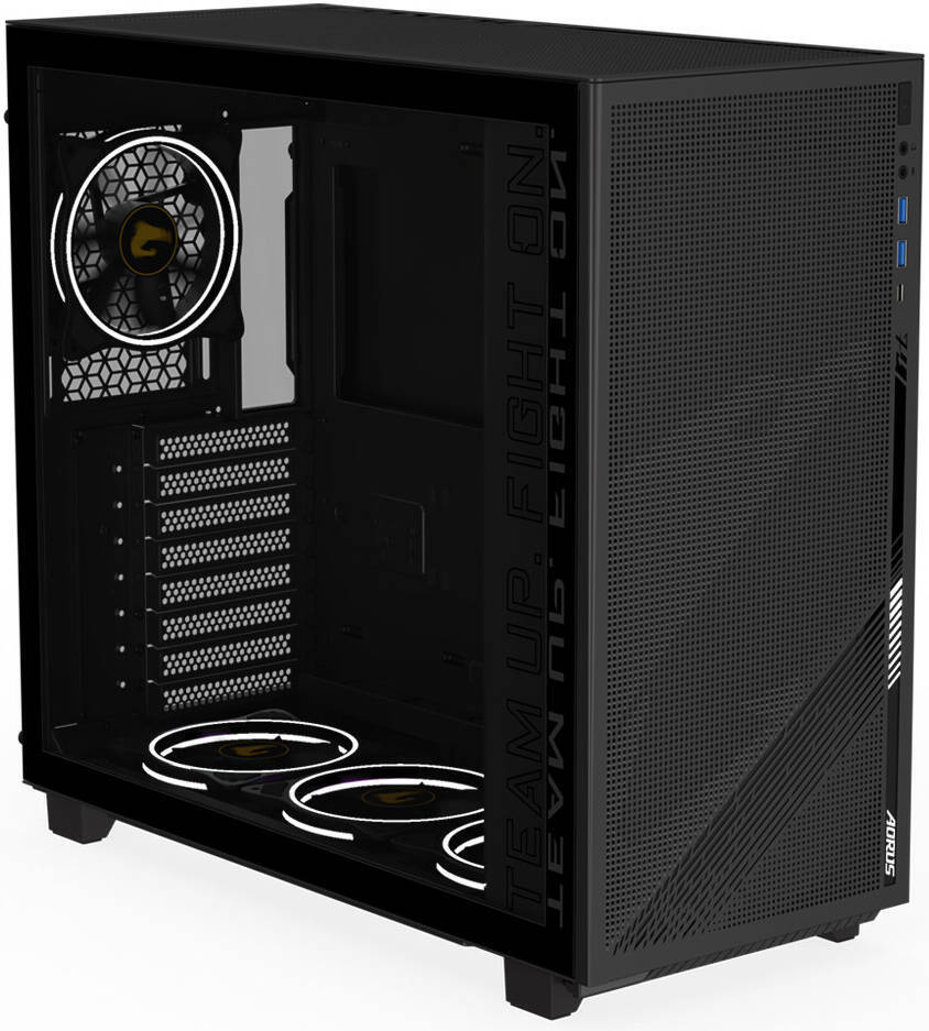 Gigabyte Aorus C400 Glass Midi Tower Κουτί Υπολογιστή με Πλαϊνό Παράθυρο και RGB Φωτισμό Μαύρο - Image 2