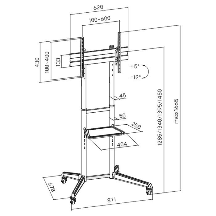 Superior Electronics 188-0077 Βάση Τηλεόρασης Τοίχου έως 70" και 50kg Μαύρο - Image 2