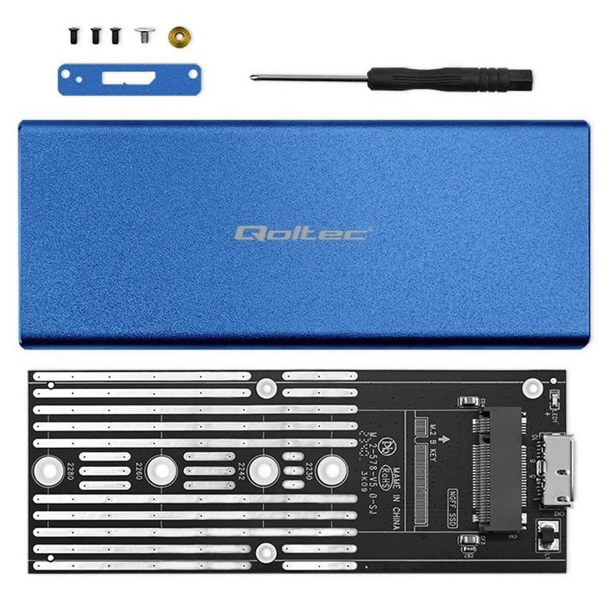 Qoltec Θήκη για Σκληρό Δίσκο M.2 SATA III με σύνδεση USB 3.0 σε Μπλε χρώμα 51832 - Image 7