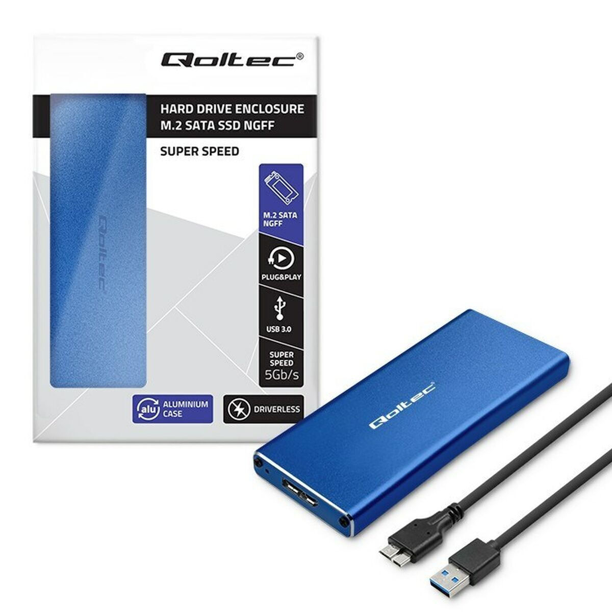 Qoltec Θήκη για Σκληρό Δίσκο M.2 SATA III με σύνδεση USB 3.0 σε Μπλε χρώμα 51832 - Image 4