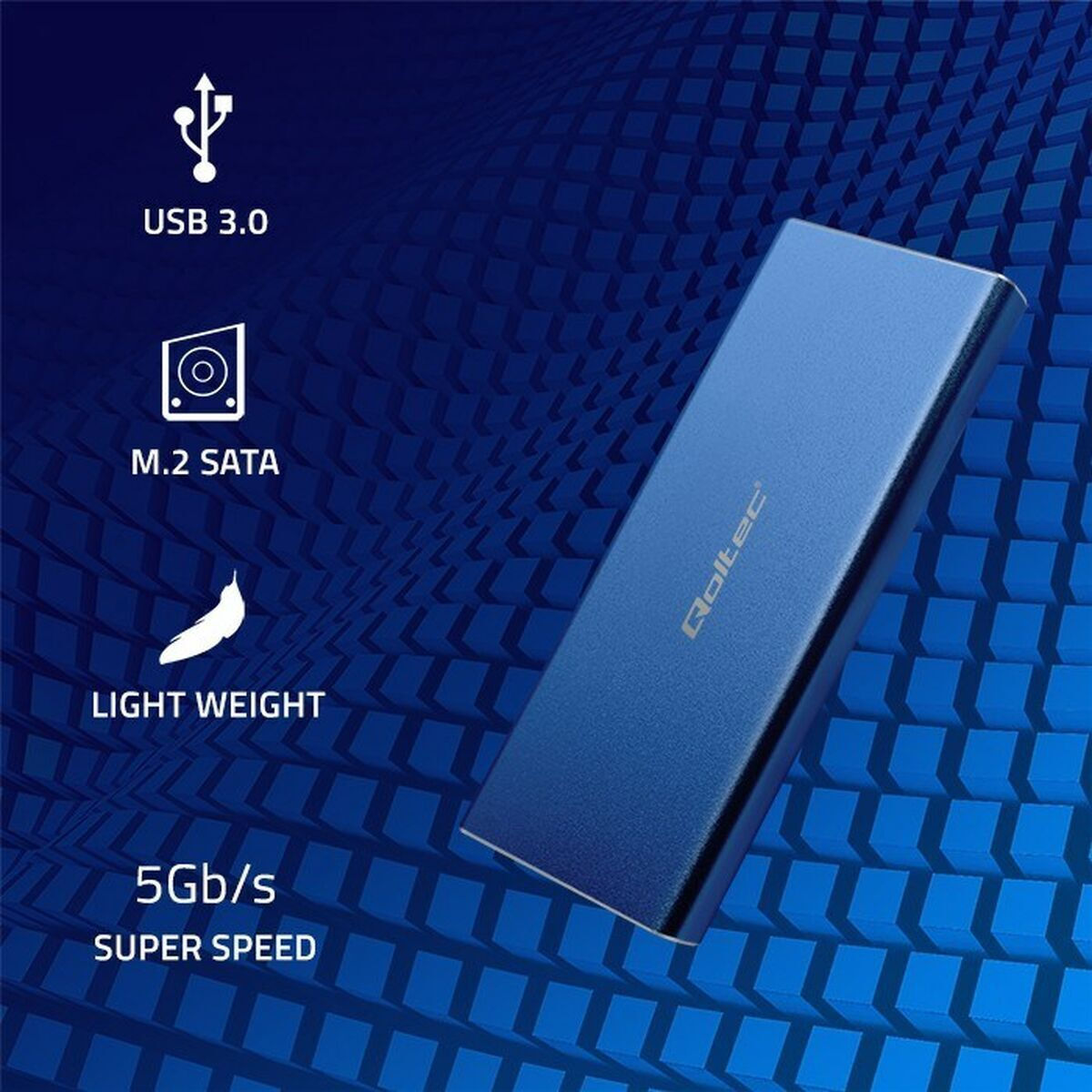 Qoltec Θήκη για Σκληρό Δίσκο M.2 SATA III με σύνδεση USB 3.0 σε Μπλε χρώμα 51832 - Image 8