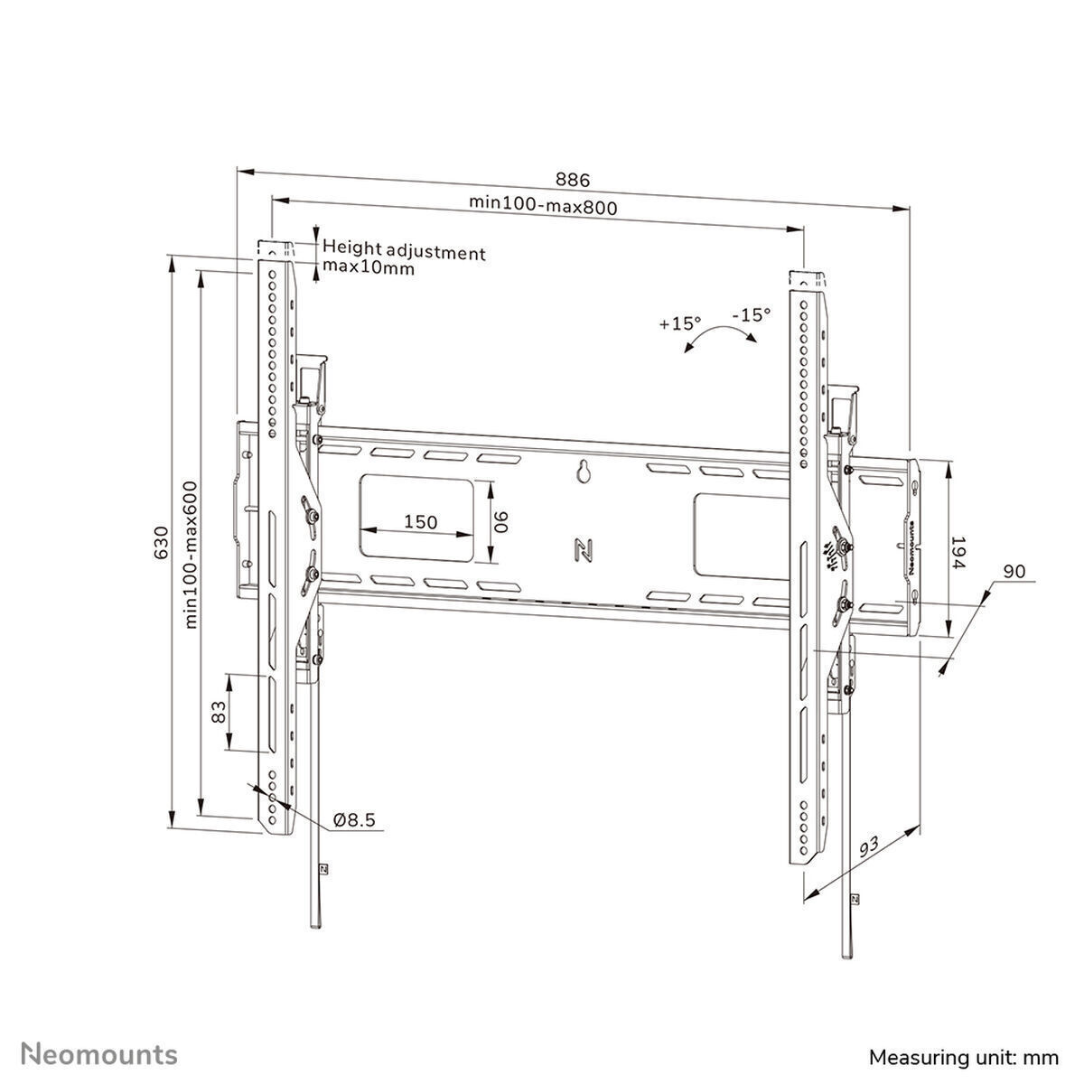 Neomounts WL35-750BL18 Βάση Τηλεόρασης Τοίχου έως 98" Μαύρο - Image 4
