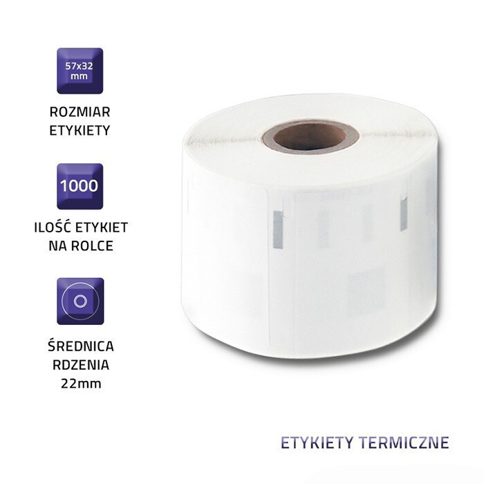 Qoltec LW-11354 S0722540 1000 Αυτοκόλλητες Ετικέτες σε Ρολό για Εκτυπωτή Ετικετών 57x32mm - Image 4