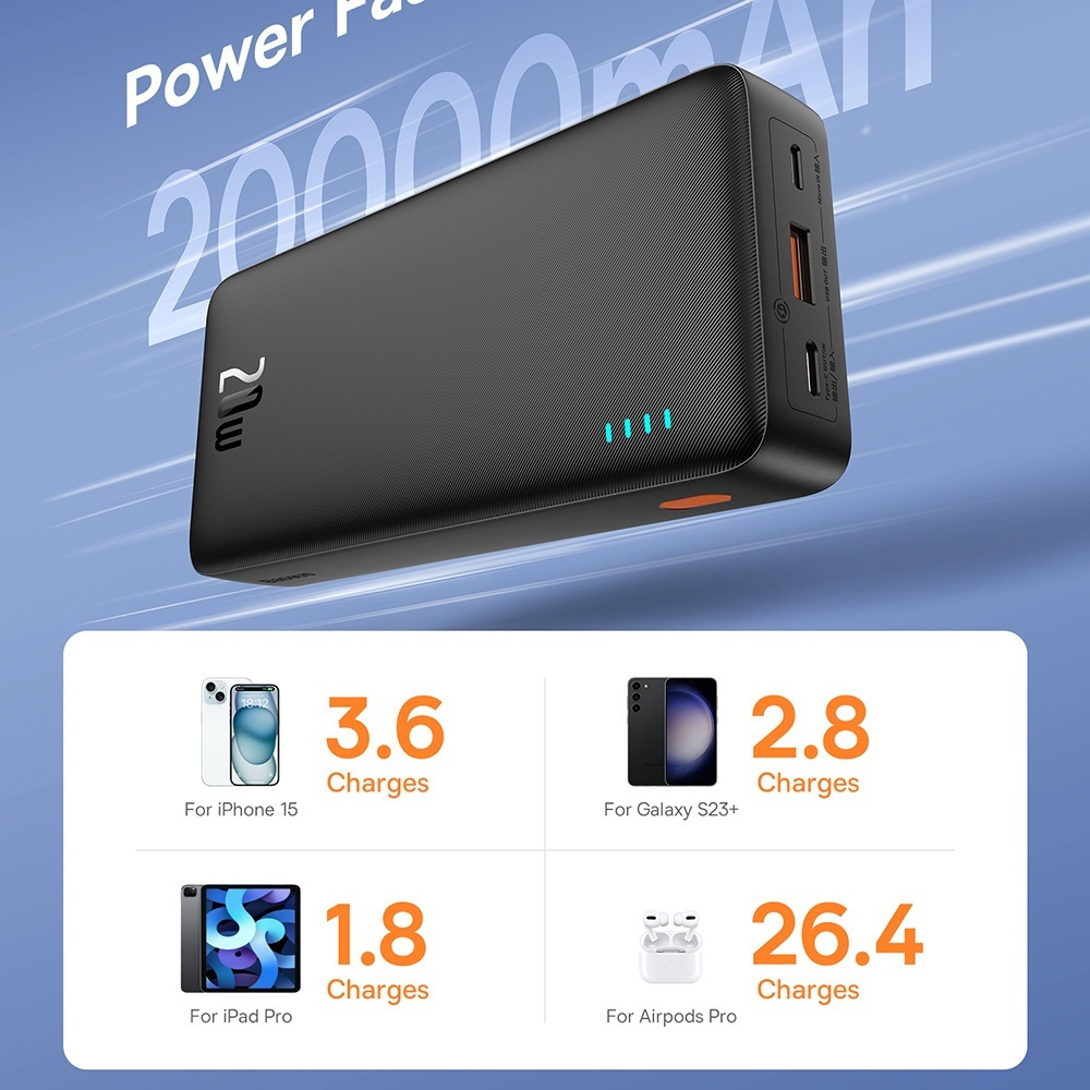 Baseus Airpow Power Bank 20000mAh 20W με Θύρα USB-A και Θύρα USB-C Μαύρο - Image 10