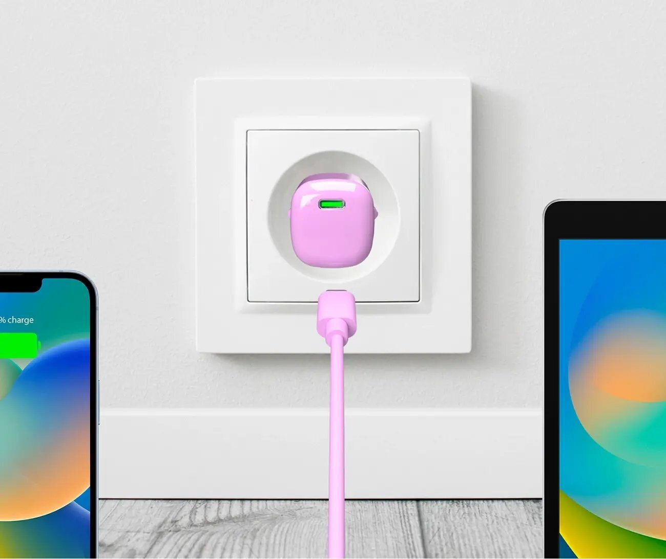 Puro Φορτιστής Χωρίς Καλώδιο GaN με Θύρα USB-C 20W Power Delivery Ροζ (PUFCMTCUSBC20WGPINK) - Image 2