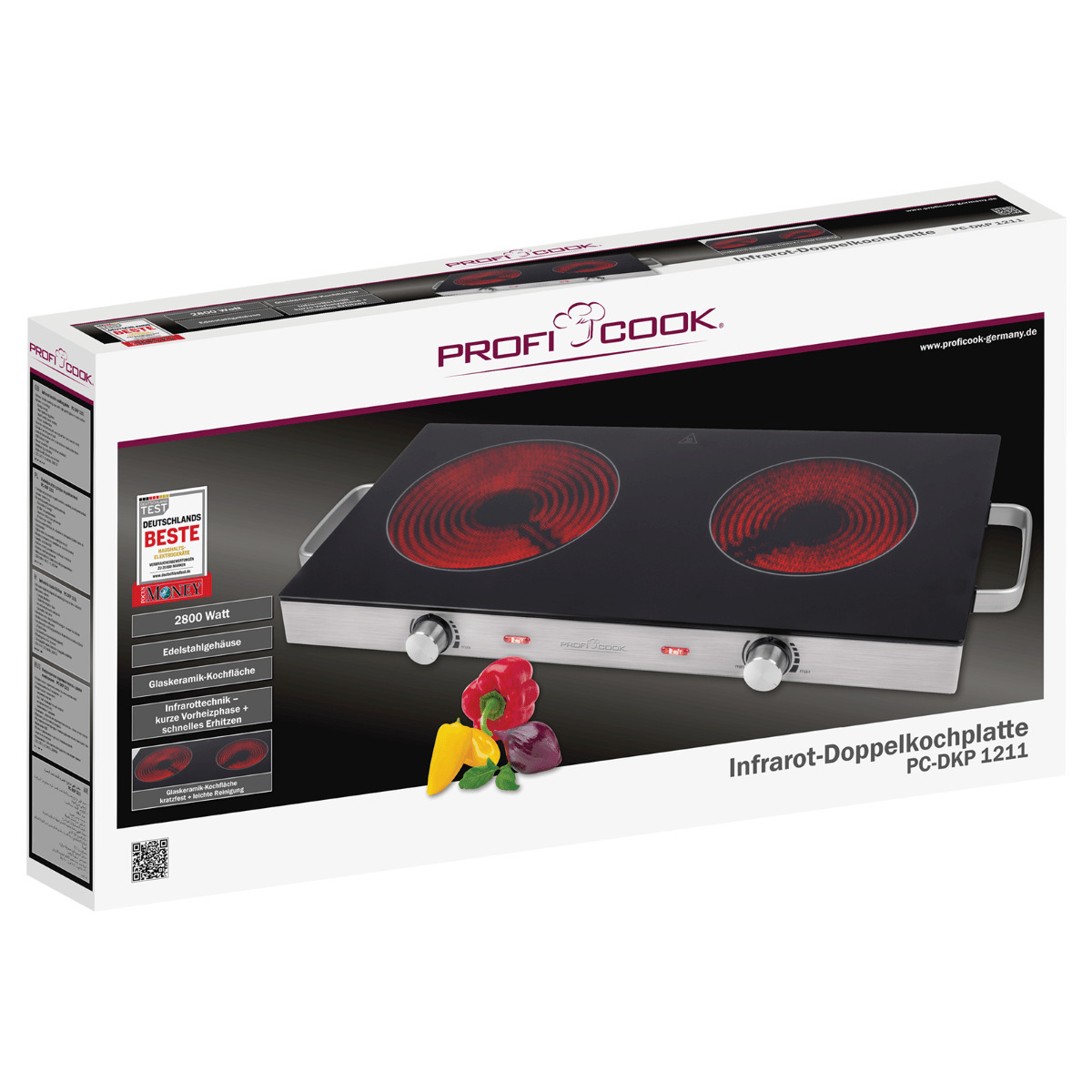 Profi Cook PC-DKP 1211 Επιτραπέζια Εστία Κεραμική Διπλή Μαύρη - Image 3
