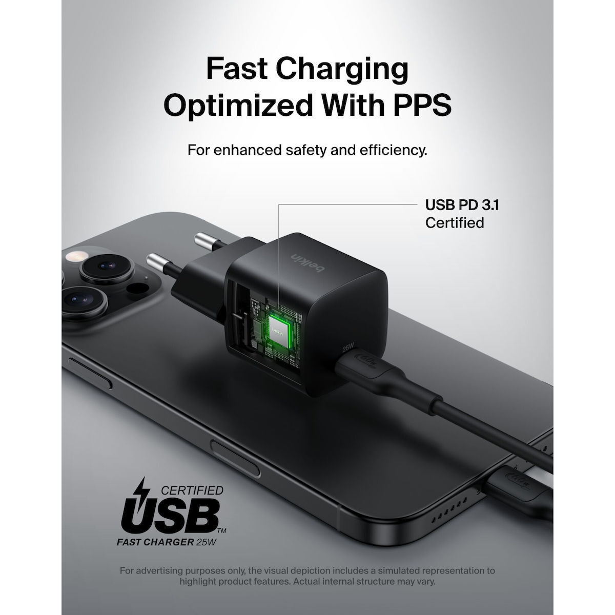 Belkin Φορτιστής Χωρίς Καλώδιο με Θύρα USB-C 25W Power Delivery Μαύρος (BOOST Charge) - Image 8