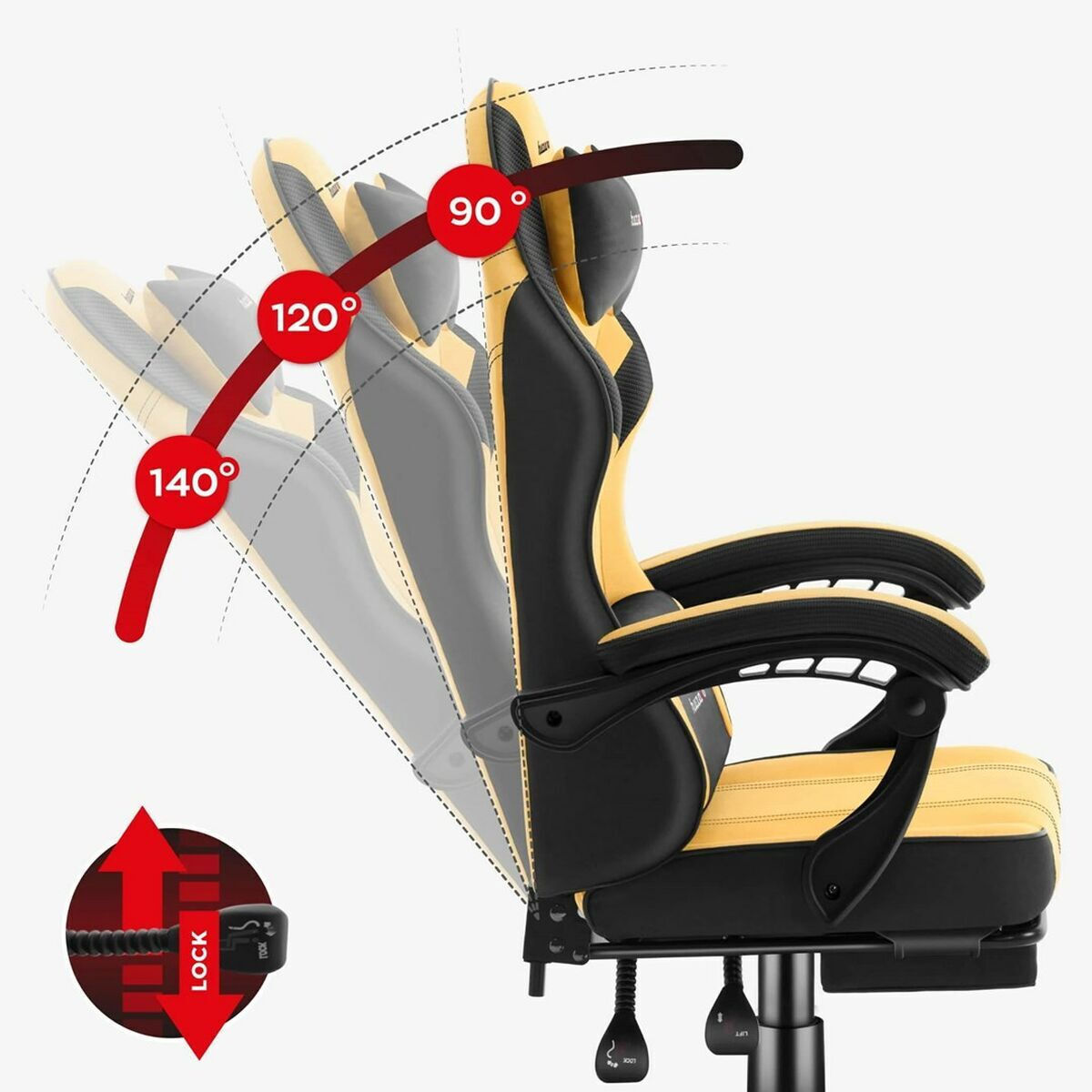 Huzaro HZ-FORCE 3.7 Καρέκλα Gaming Δερματίνης Κίτρινη - Image 8