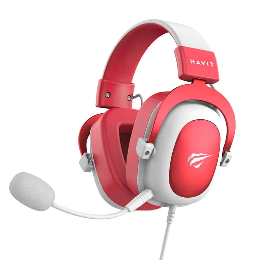 Havit H2002D Over Ear Gaming Headset με σύνδεση 3.5mm Red/White - Image 2