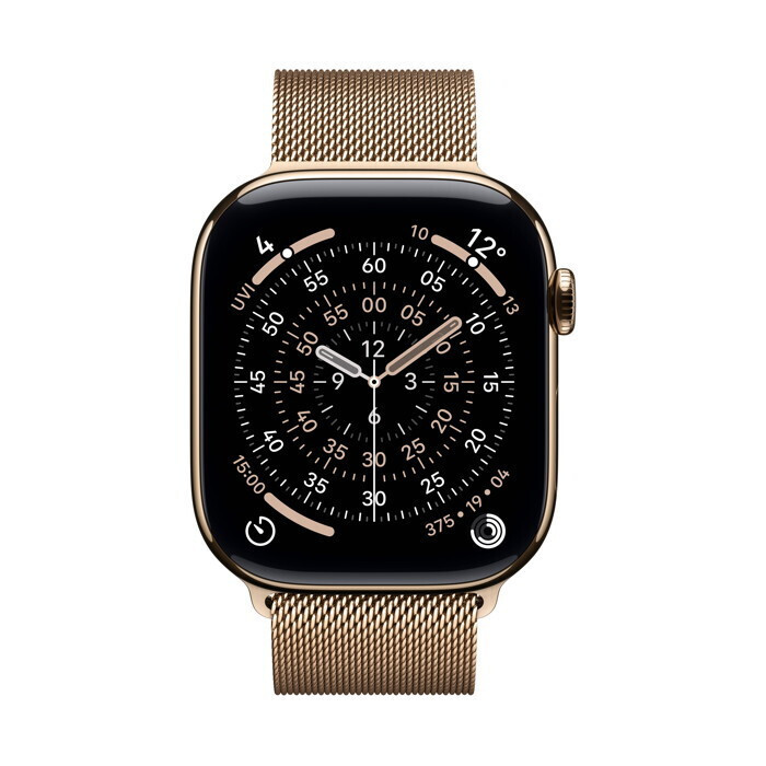 Apple Watch Series 11 Cellular Titanium 46mm Αδιάβροχο με eSIM και Παλμογράφο (Gold Titanium Case with Gold Milanese Loop - S/M) - Image 2