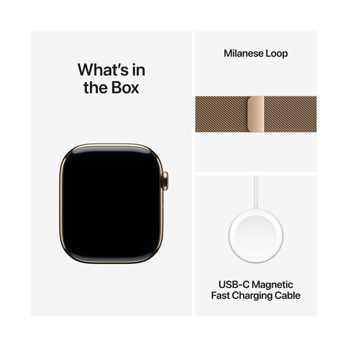 Apple Watch Series 11 Cellular Titanium 46mm Αδιάβροχο με eSIM και Παλμογράφο (Gold Titanium Case with Gold Milanese Loop - S/M) - Image 5