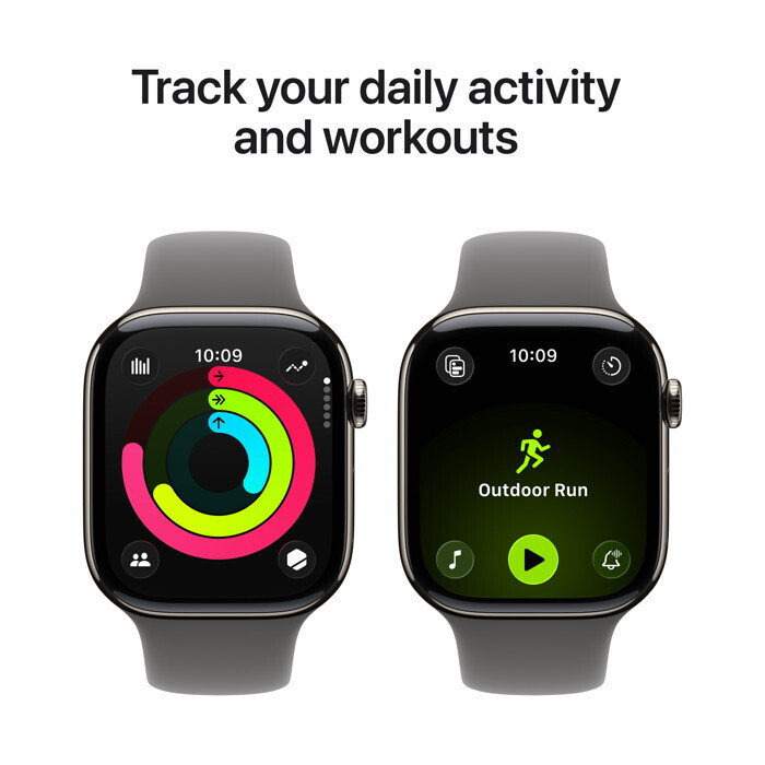 Apple Watch Series 11 Cellular Titanium 46mm Αδιάβροχο με eSIM και Παλμογράφο (Natural Titanium Case with Stone Grey Sport Band - S/M) - Image 4