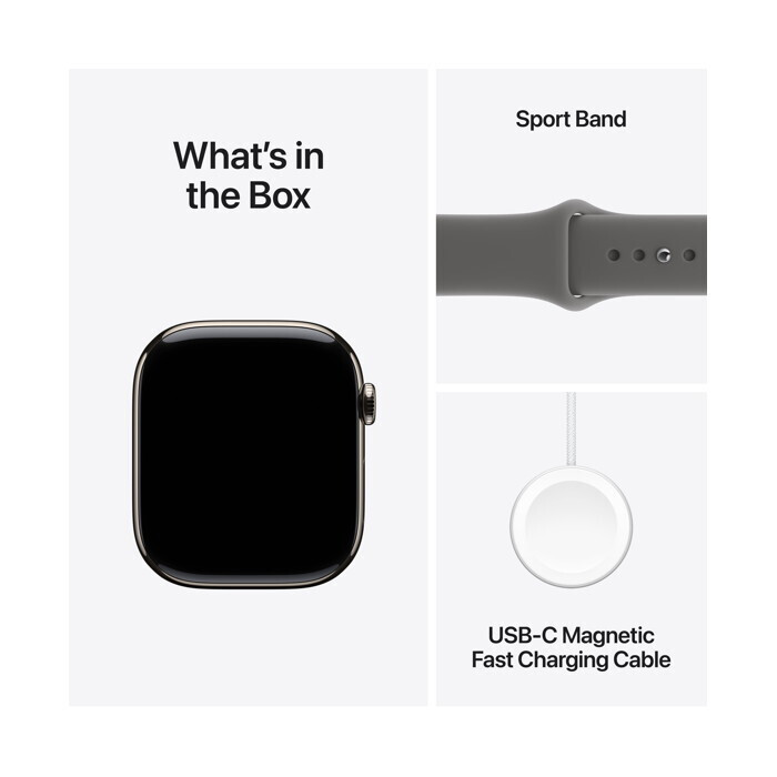Apple Watch Series 11 Cellular Titanium 46mm Αδιάβροχο με eSIM και Παλμογράφο (Natural Titanium Case with Stone Grey Sport Band - S/M) - Image 5
