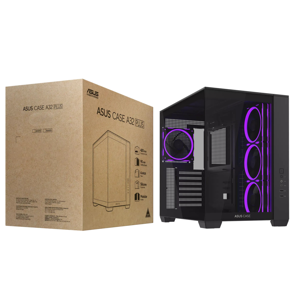 Asus A32 Plus Gaming Midi Tower Κουτί Υπολογιστή με Πλαϊνό Παράθυρο και ARGB Φωτισμό Μαύρο - Image 15