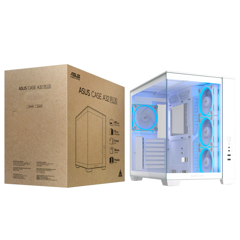 Asus A32 Plus Gaming Midi Tower Κουτί Υπολογιστή με Πλαϊνό Παράθυρο και ARGB Φωτισμό Λευκό - Image 11