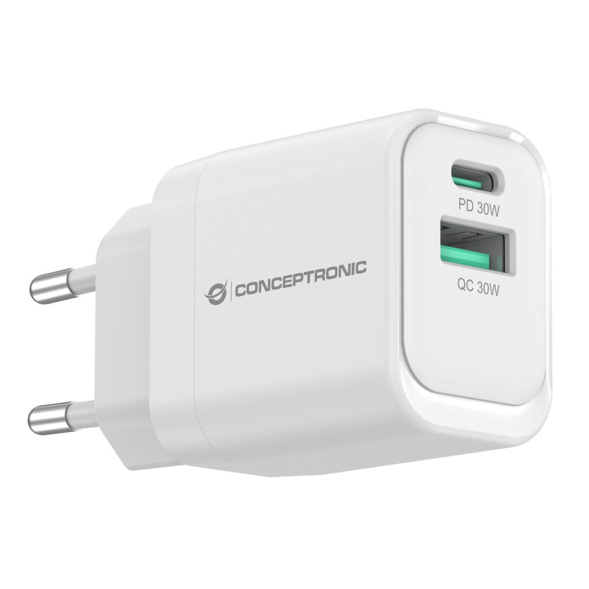 Conceptronic Φορτιστής Χωρίς Καλώδιο GaN με Θύρα USB-A και Θύρα USB-C 33W Power Delivery / Quick Charge 3.0 Λευκός (ALTHEA19W33) - Image 2
