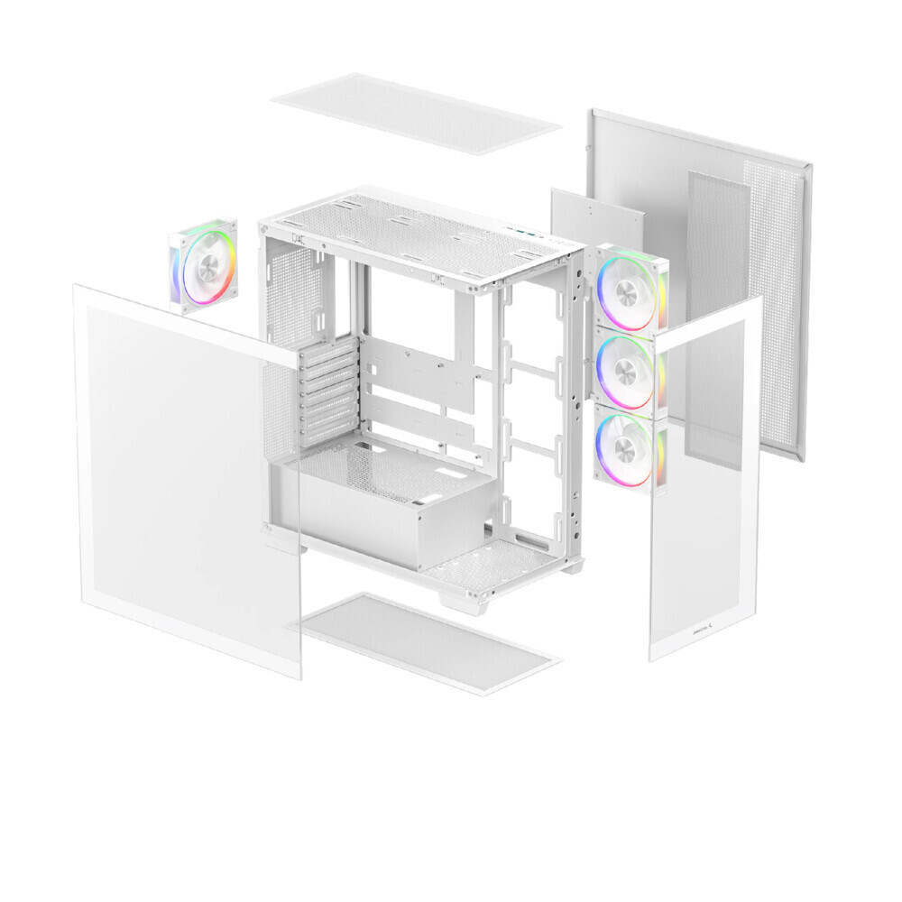 Deepcool CG580 4F V2 Gaming Midi Tower Κουτί Υπολογιστή με Πλαϊνό Παράθυρο και ARGB Φωτισμό Λευκό - Image 4