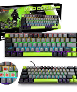 Media-Tech Red Core MX60 Gaming Μηχανικό Πληκτρολόγιο 60% με Cherry MX Red διακόπτες και RGB φωτισμό (International English) Green/Grey/Black
