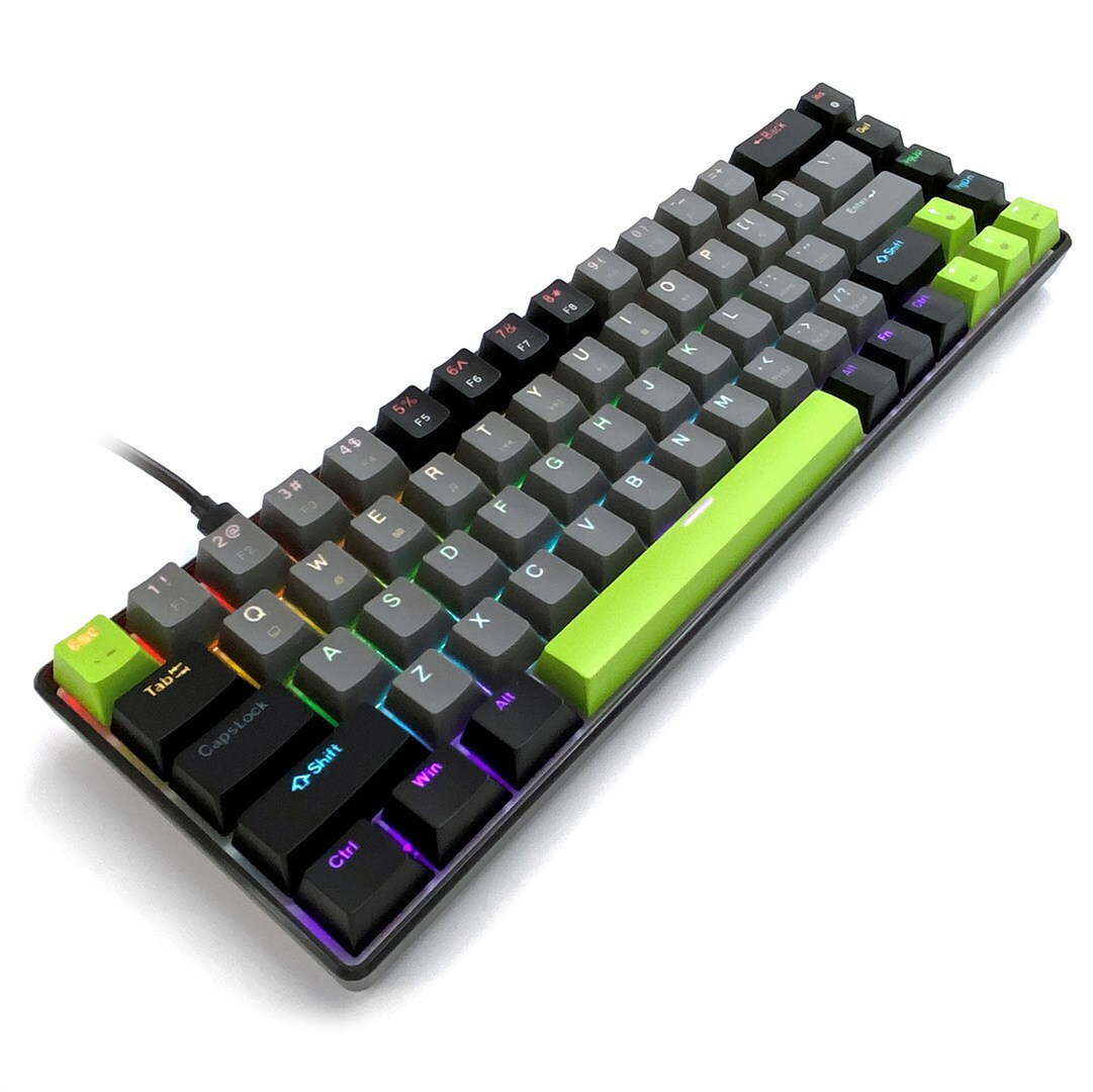 Media-Tech Red Core MX60 Gaming Μηχανικό Πληκτρολόγιο 60% με Cherry MX Red διακόπτες και RGB φωτισμό (International English) Green/Grey/Black - Image 9