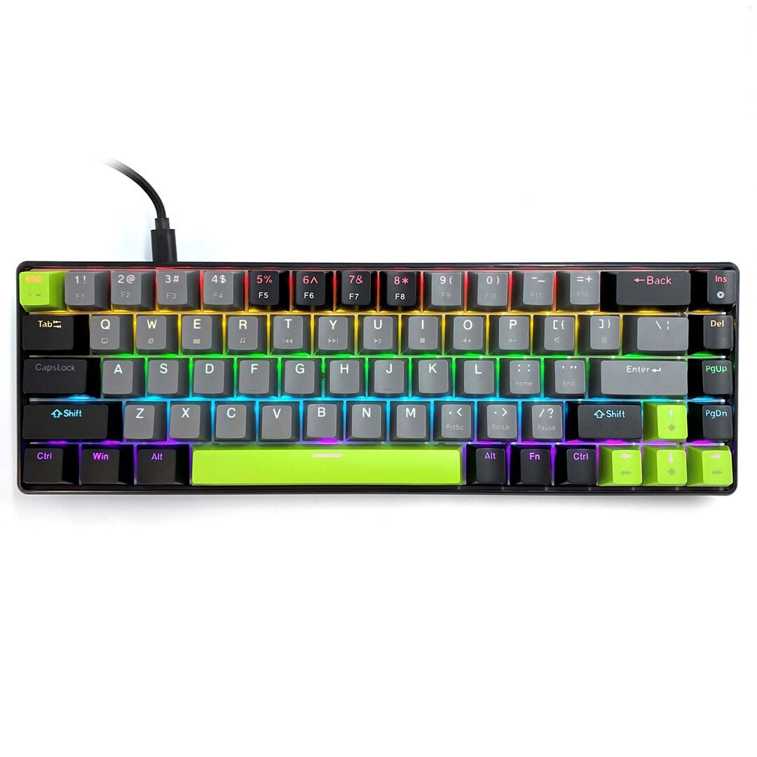 Media-Tech Red Core MX60 Gaming Μηχανικό Πληκτρολόγιο 60% με Cherry MX Red διακόπτες και RGB φωτισμό (International English) Green/Grey/Black - Image 10