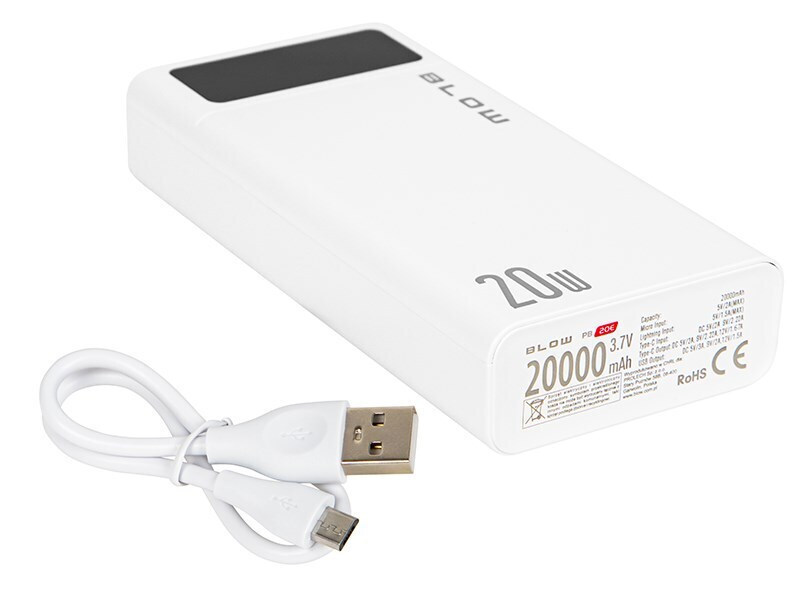 Blow PB20E Power Bank 20000mAh 20W με 2 Θύρες USB-A και Θύρα USB-C Λευκό - Image 4