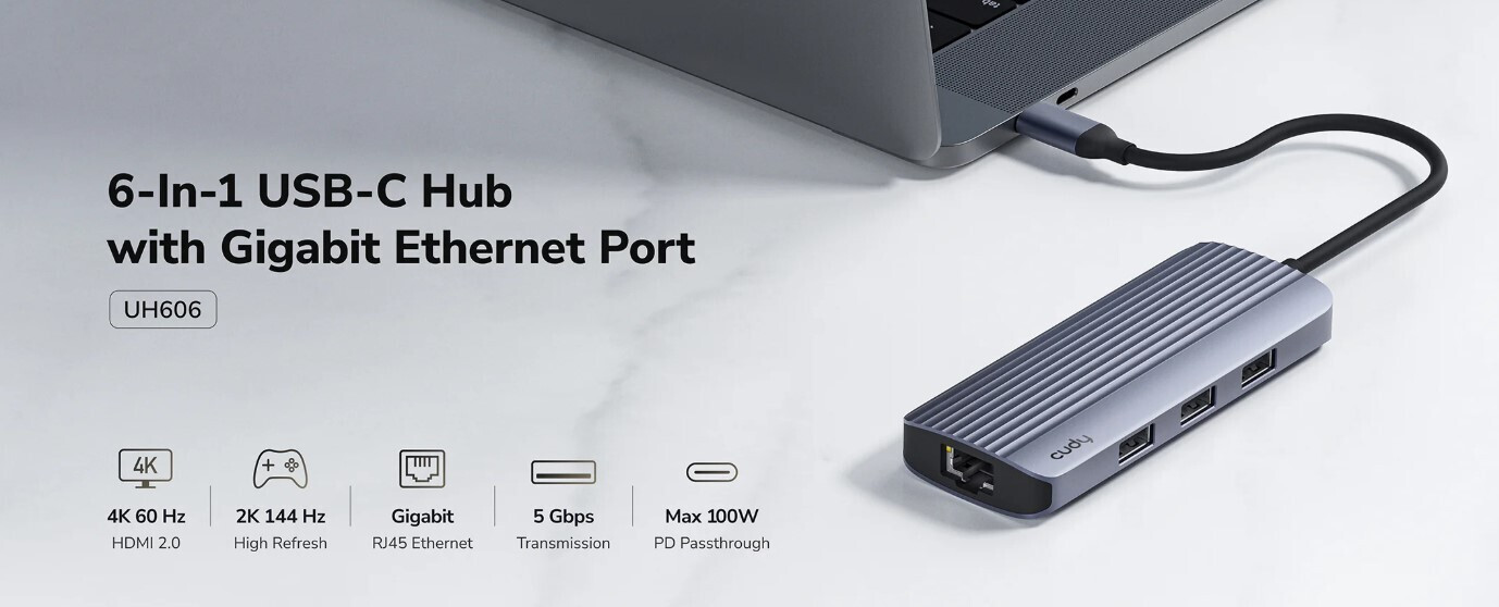Cudy USB 3.2 Hub 20 Θυρών με σύνδεση USB-A / Ethernet Γκρι - Image 2