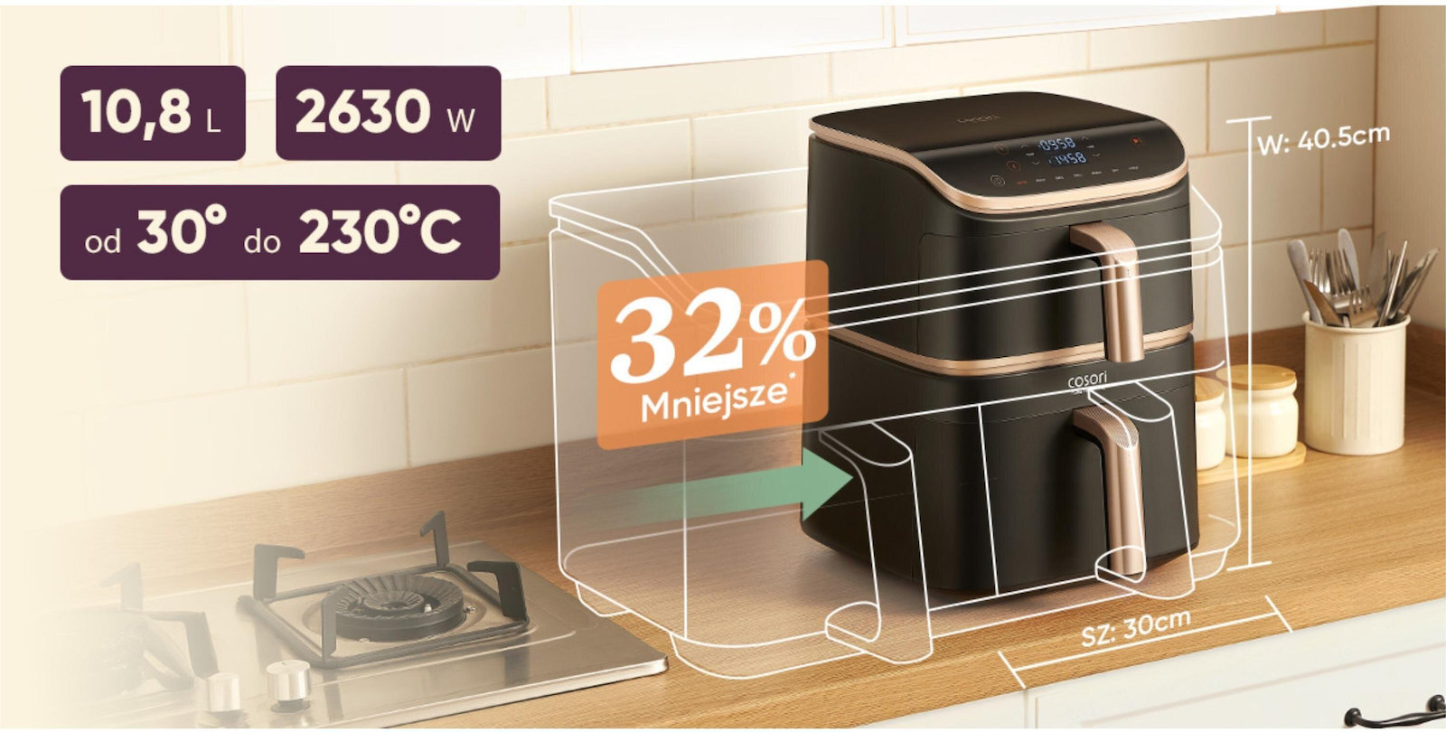 Cosori Turbo Tower Pro 10.8lt με Wi-Fi Μαύρο - Image 15