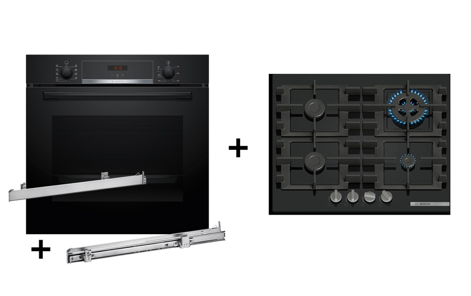 Bosch HBA514BB3 + HEZ538000 + PNH6B6K Φούρνος άνω Πάγκου 71lt με Εστίες Φυσικού Αερίου Π59.4εκ.
