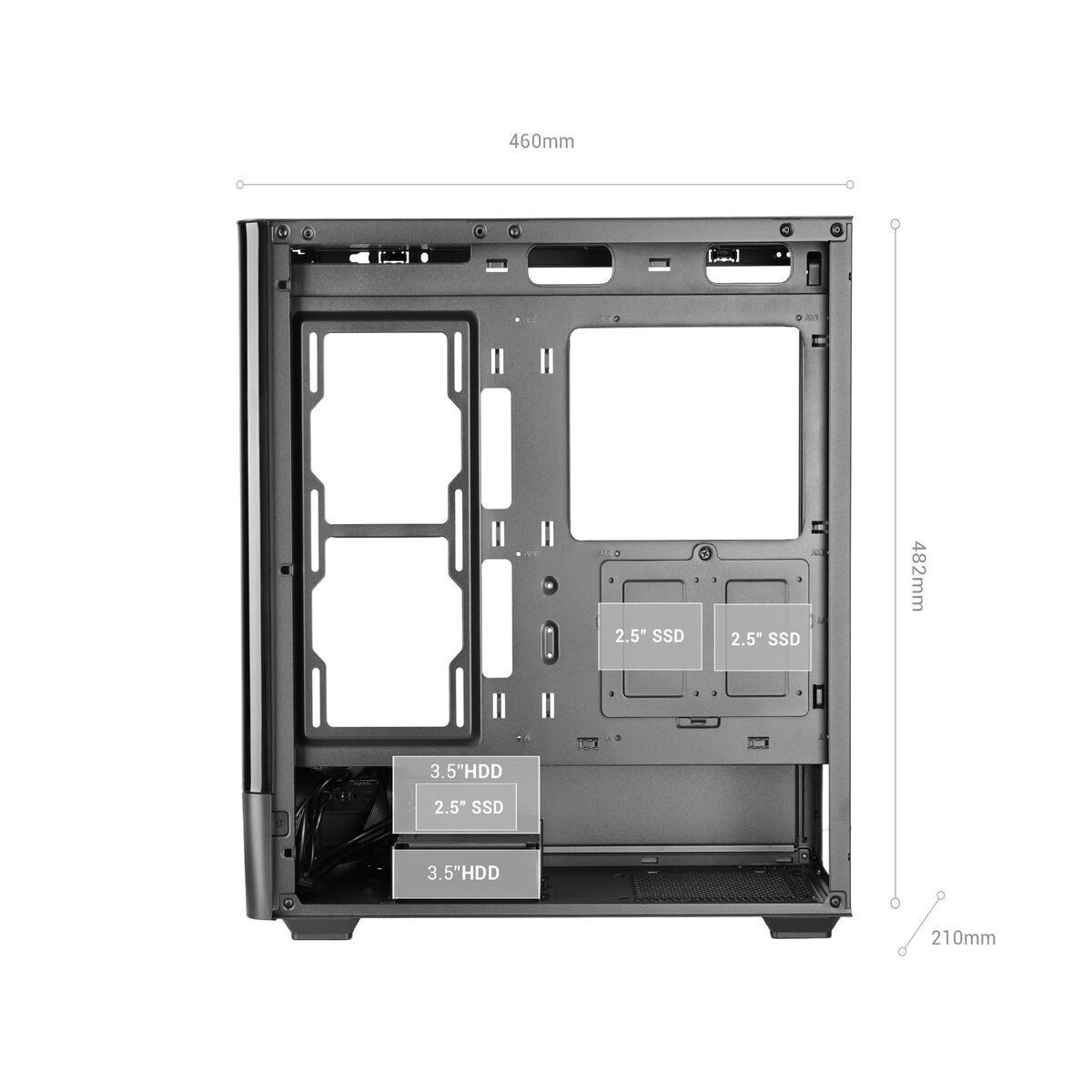 Mars Gaming MC-LCDPRO Gaming Midi Tower Κουτί Υπολογιστή με Πλαϊνό Παράθυρο Μαύρο - Image 4