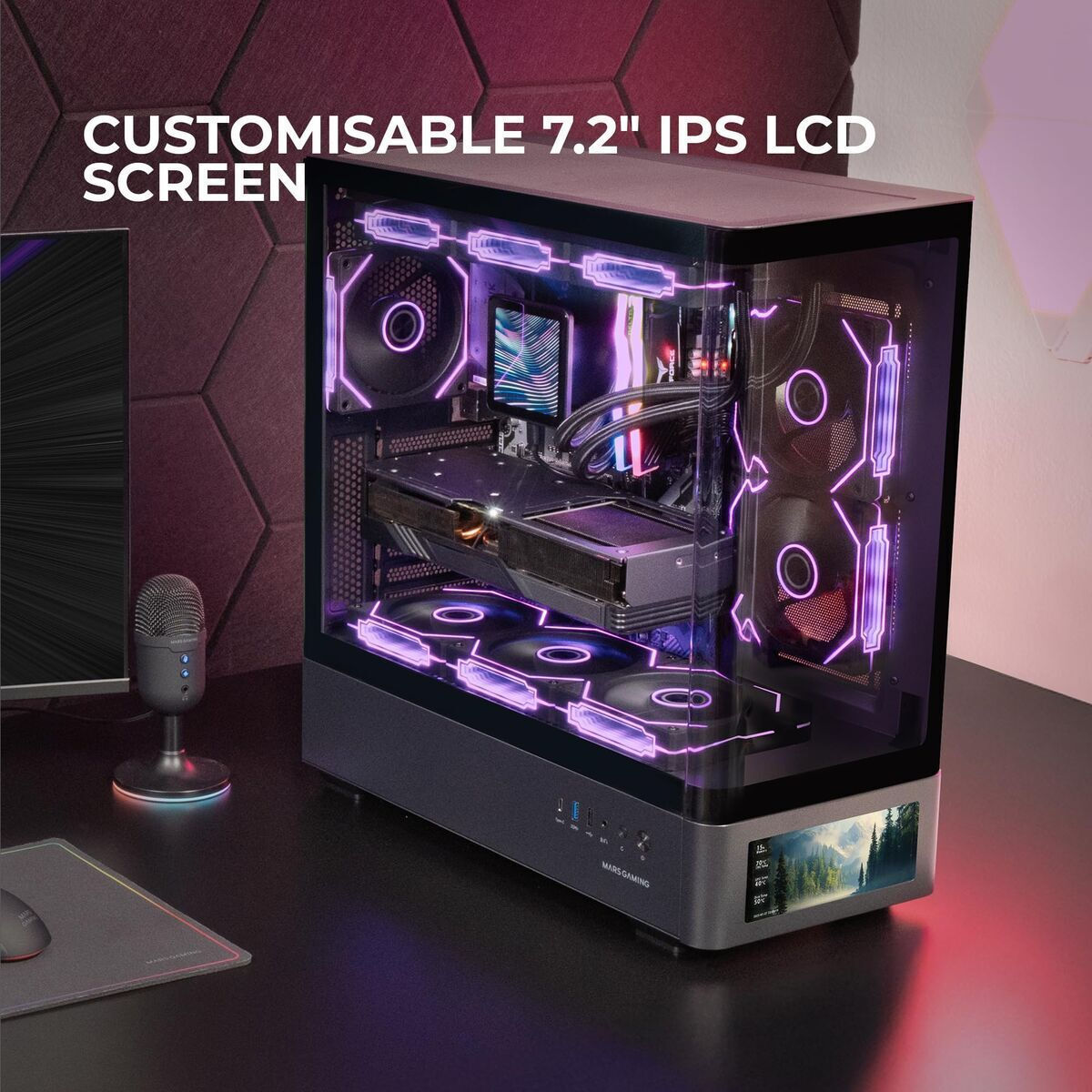 Mars Gaming MC-LCDPRO Gaming Midi Tower Κουτί Υπολογιστή με Πλαϊνό Παράθυρο Μαύρο - Image 8