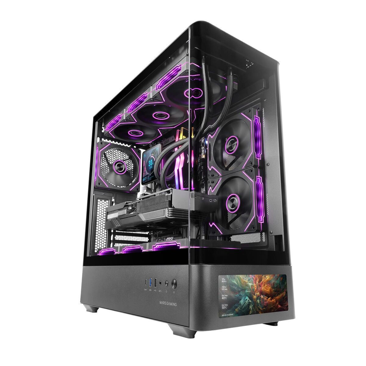Mars Gaming MC-LCDPRO Gaming Midi Tower Κουτί Υπολογιστή με Πλαϊνό Παράθυρο Μαύρο - Image 9