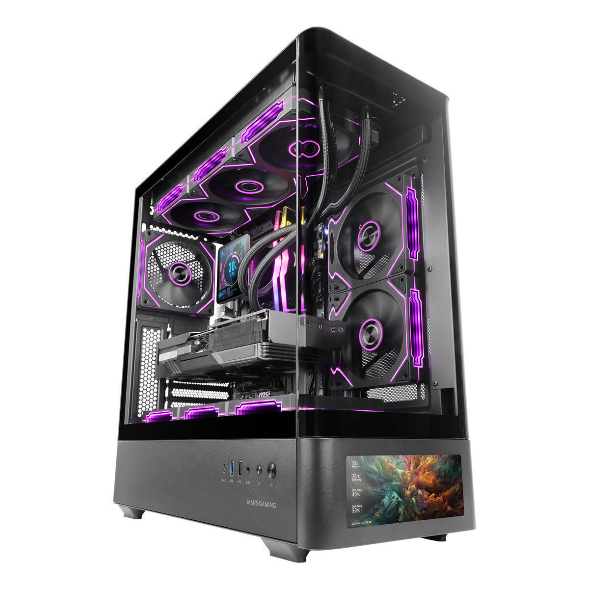 Mars Gaming MC-LCDPRO Gaming Midi Tower Κουτί Υπολογιστή με Πλαϊνό Παράθυρο Μαύρο - Image 11