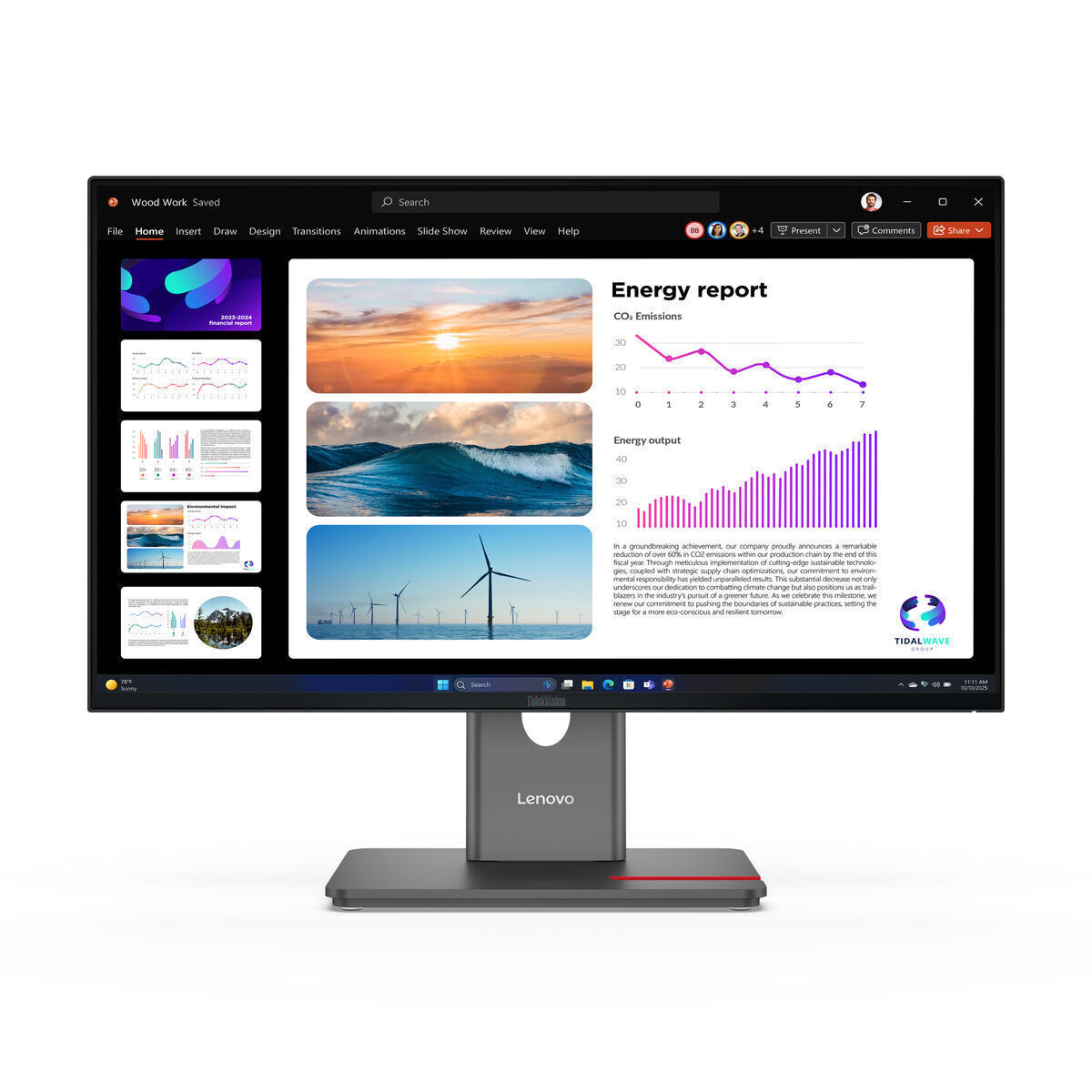 Lenovo ThinkVision P24Q-40 IPS Monitor 23.8" QHD 2560x1440 με Χρόνο Απόκρισης 6ms GTG
