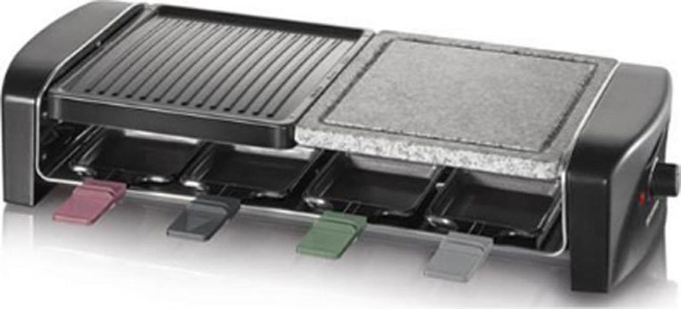 Severin RG9645 Επιτραπέζια Ηλεκτρική Ψησταριά Raclette Λείας και Αυλακωτής Πλάκας 1400W 42x21εκ. RG 9645