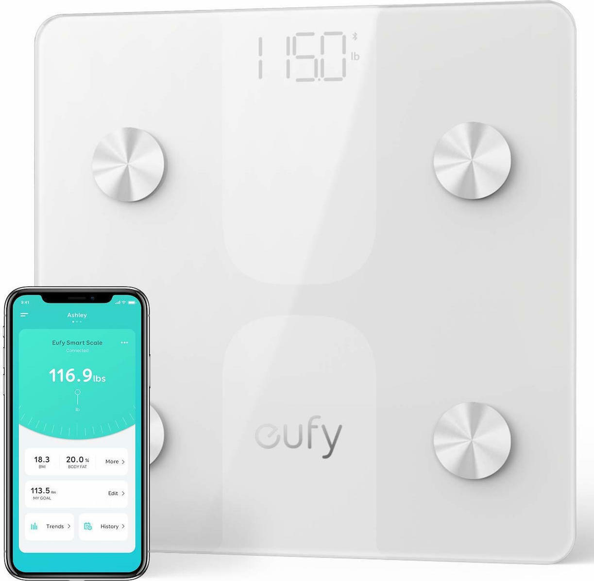 Eufy Smart Scale C1 Smart Ζυγαριά 180kg με Λιπομετρητή & Bluetooth Λευκή