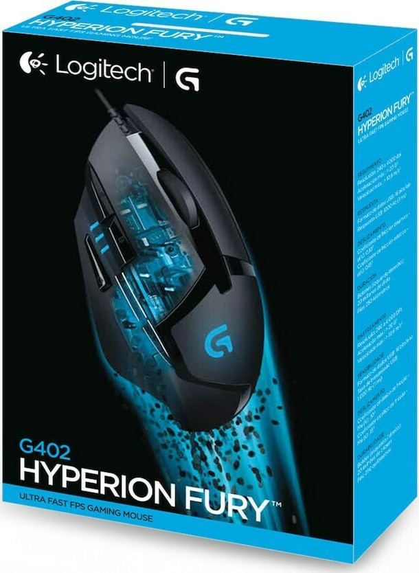 Logitech G402 Hyperion Fury Ultra-Fast FPS Gaming Ποντίκι 4000 DPI Μαύρο - Image 7