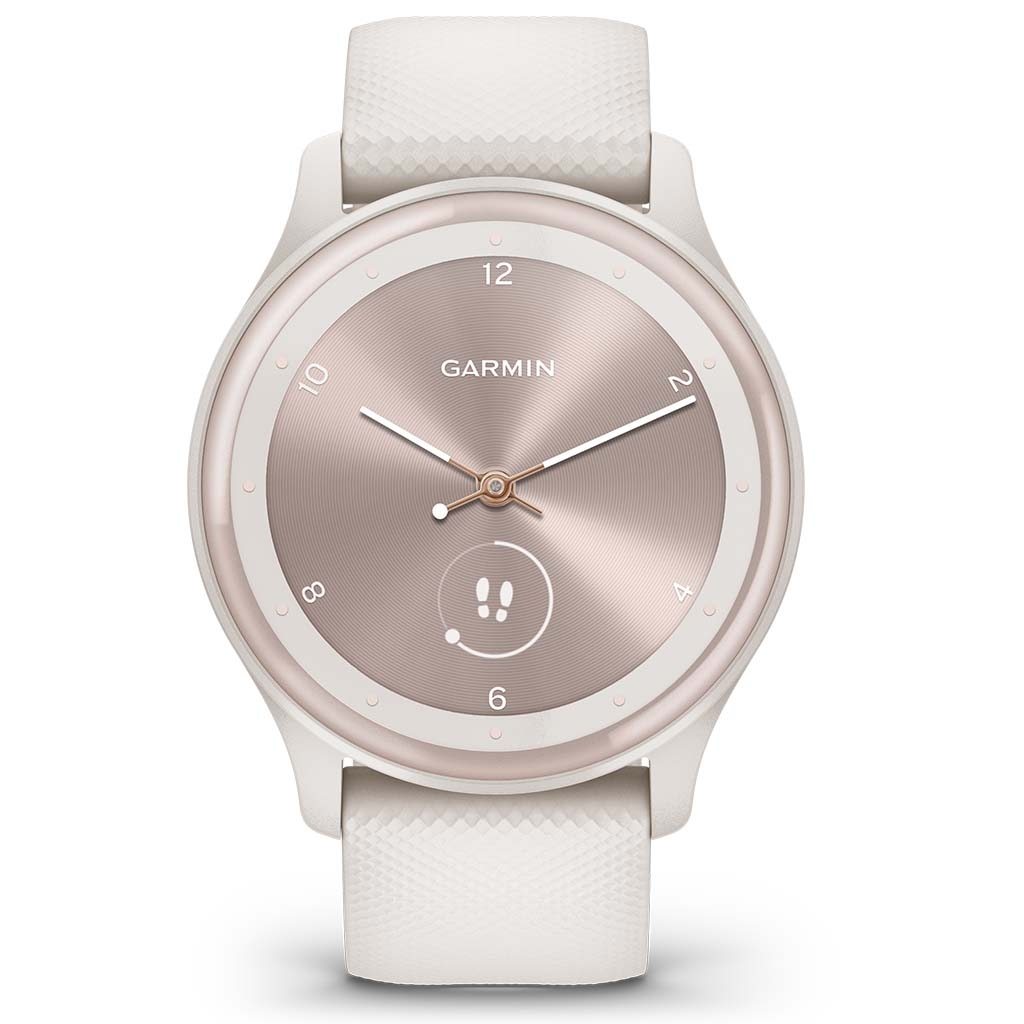 Garmin Vivomove Sport 40mm Αδιάβροχο Smartwatch με Παλμογράφο (Ivory Case and Silicone Band with Peach Gold Accents)