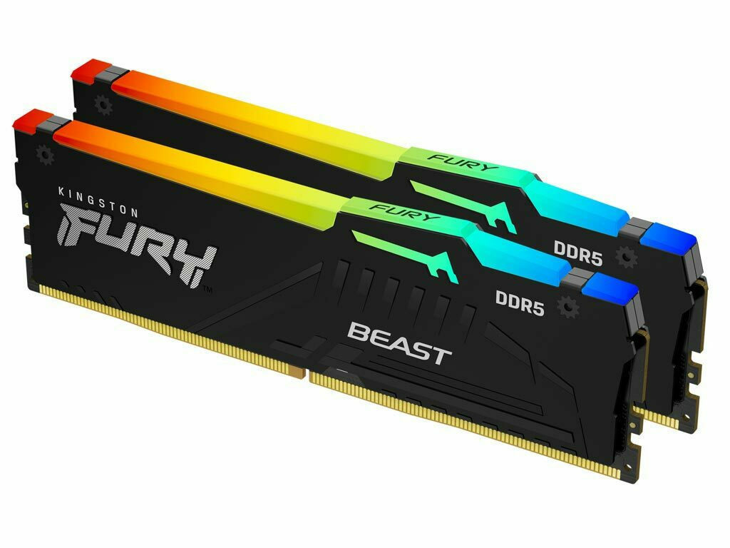 Kingston Fury Beast RGB DDR5 32GB RAM με 2x16GB Modules και Ταχύτητα 5200 για Desktop KF552C40BBAK2-32