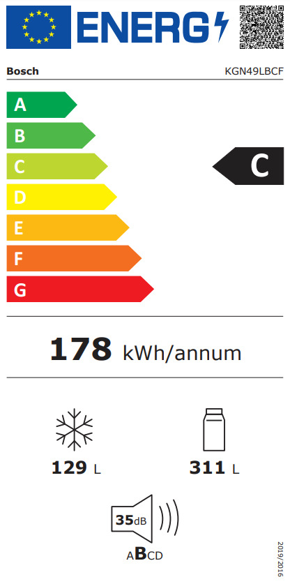Bosch Ψυγειοκαταψύκτης 440lt Total NoFrost Υ203xΠ70xΒ66.7εκ. Μαύρος KGN49LBCF - Image 10