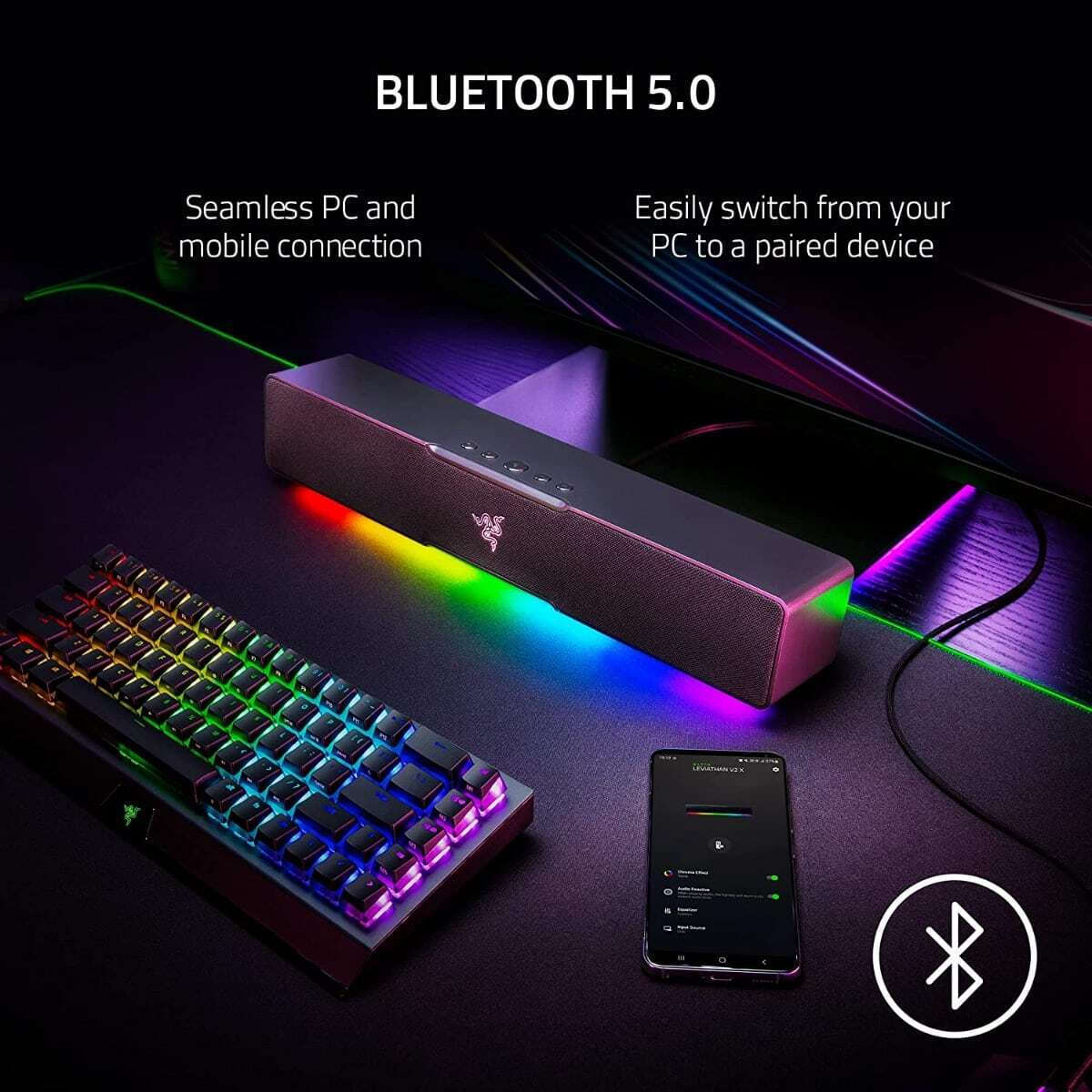 Razer Leviathan V2 X Ηχεία Υπολογιστή 2.0 με RGB Φωτισμό και Bluetooth σε Μαύρο Χρώμα - Image 7
