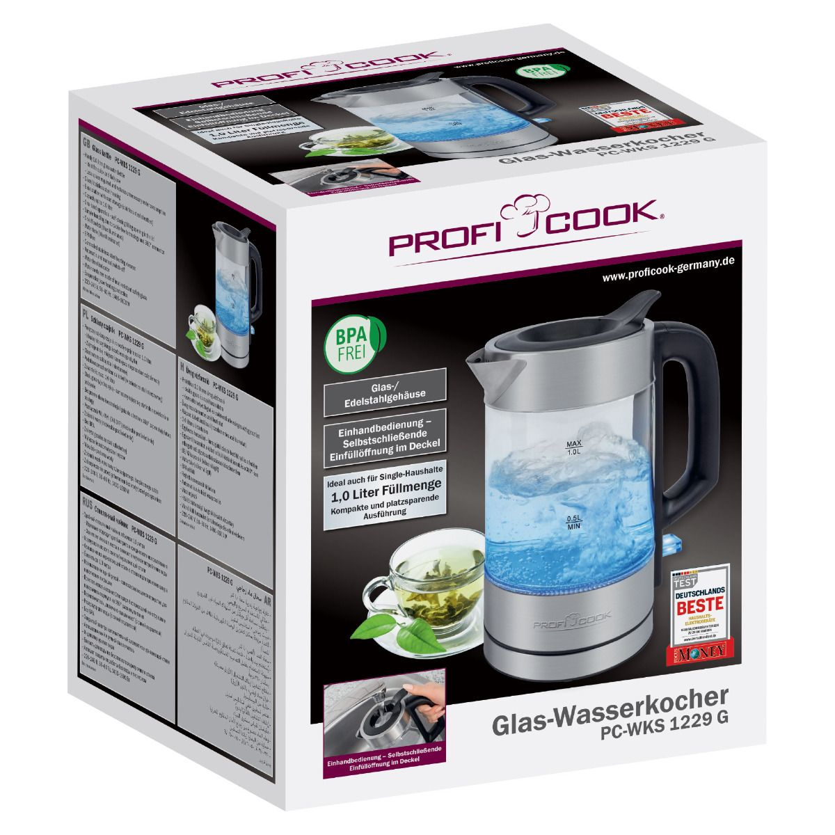 Profi Cook PC-WKS 1229 G Βραστήρας 1lt 1600W Ασημί - Image 2