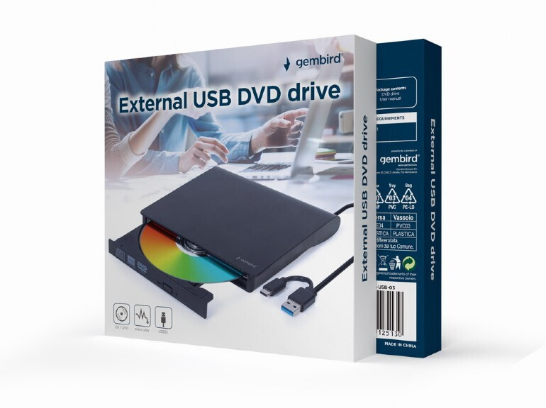 Gembird Εξωτερικός Οδηγός Εγγραφής/Ανάγνωσης DVD/CD για Laptop Μαύρο DVD-USB-03 - Image 2