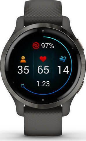 Garmin Venu 2S Stainless Steel 40mm Αδιάβροχο Smartwatch με Παλμογράφο (Slate / Graphite)